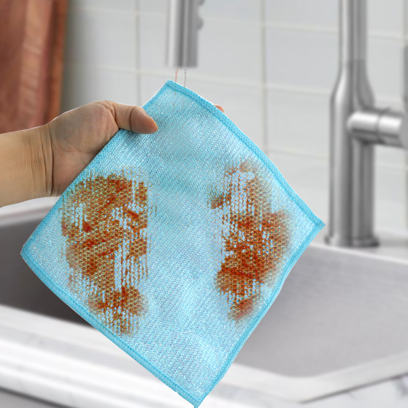 Éadach Snáithín Airgid Tirim agus Fliuch Éadach Snáithín Bambú Síoda ​​Daite Scroblach